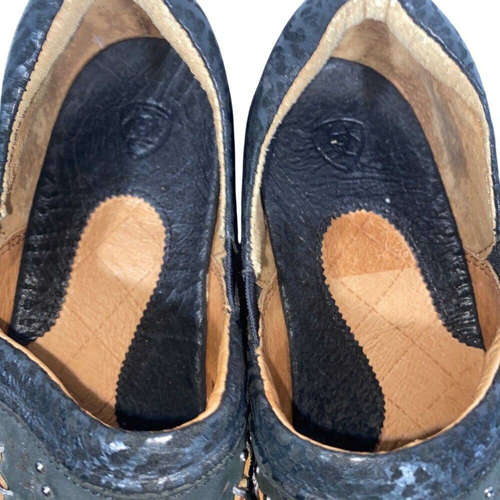 Ariat Womens Black Embossed Leather Clogs With Floral embroidered & studs 10 - Picture 6 of 11
